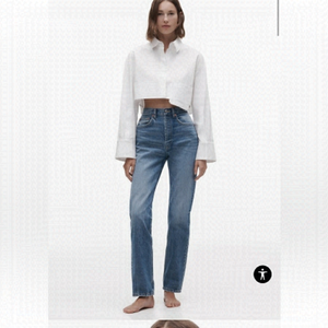 Zara HIGH RISE MOM JEANS DARK BLUE SZ US6